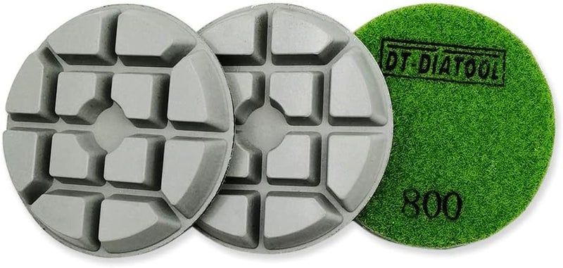 DTDIATOOL Concrete Polishing Pads 3 inch/80mm for Concrete, Cement and Terrazzo Floors Processing, Repairing and Renovating, Dry or Wet Use Diamond Grinding Pads Grit 800 3pcs - Image 1
